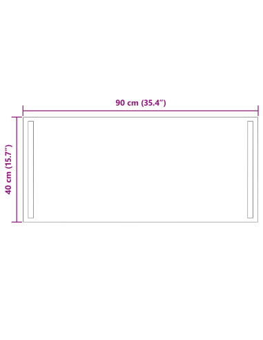 Specchio da bagno LED Trasparente 90 x 40 cm vetro temperato