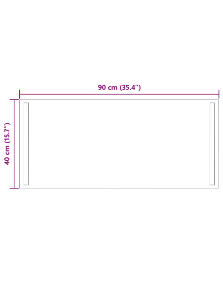 Specchio da bagno LED Trasparente 90 x 40 cm vetro temperato