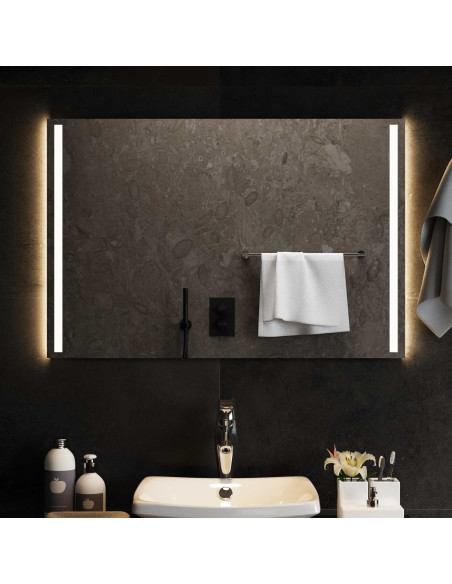 Specchio da bagno LED Trasparente 90 x 60 cm vetro temperato