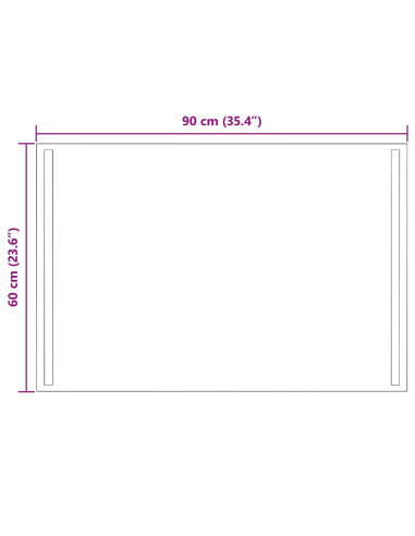 Specchio da bagno LED Trasparente 90 x 60 cm vetro temperato