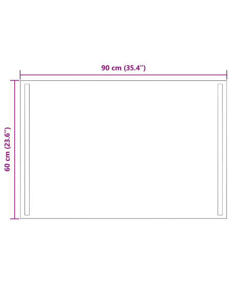 Specchio da bagno LED Trasparente 90 x 60 cm vetro temperato