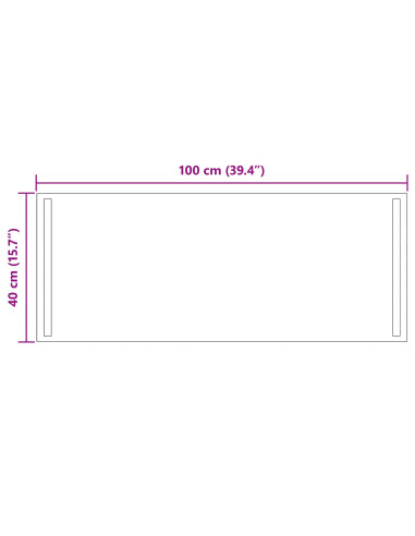 Specchio da bagno LED Trasparente 100 x 40 cm vetro temperato