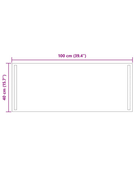 Specchio da bagno LED Trasparente 100 x 40 cm vetro temperato