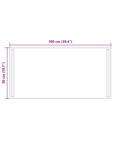 Specchio da bagno LED Trasparente 100 x 50 cm vetro temperato