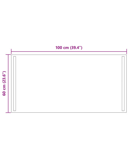 Specchio da bagno LED Trasparente 100 x 60 cm vetro temperato