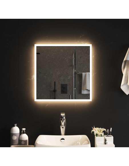 Specchio da bagno LED Trasparente 50 x 50 cm vetro temperato