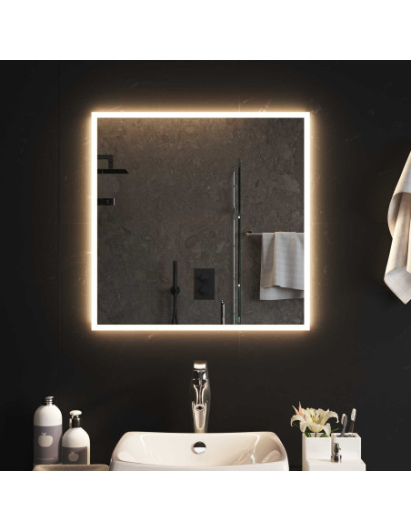 Specchio da bagno LED Trasparente 60 x 60 cm vetro temperato