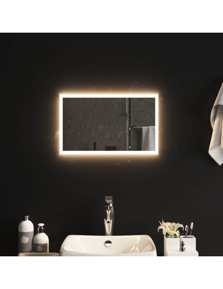 Specchio da bagno LED Trasparente 50 x 30 cm vetro temperato
