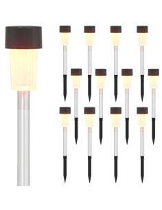 Luci solari da esterno con picchetto 12 pcs Bianco caldo 2