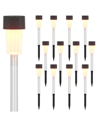 Luci solari da esterno con picchetto 12 pcs Bianco caldo