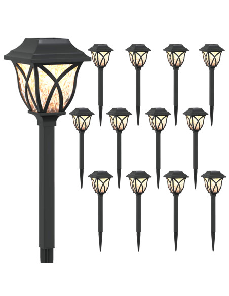 Luci solari da esterno con picchetto 12 pcs Bianco caldo 42 cm