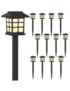 Luci solari da esterno con picchetto 12 pcs Bianco caldo PP 2
