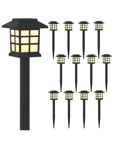 Luci solari da esterno con picchetto 12 pcs Bianco caldo PP