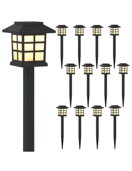 Luci solari da esterno con picchetto 12 pcs Bianco caldo PP
