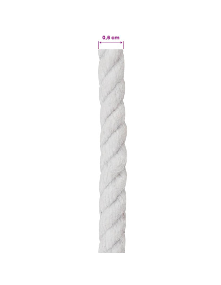 Corda Bianco 0,6 x 0,6 x 2500 cm Cotone
