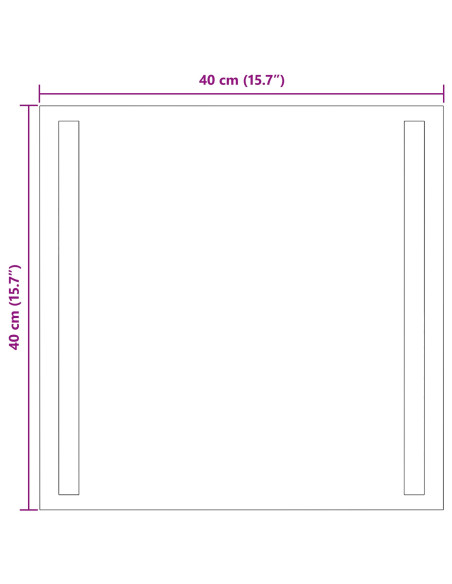 Specchio da bagno LED Trasparente 40 x 40 cm vetro temperato