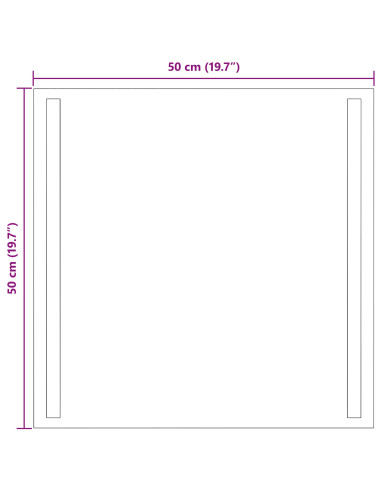 Specchio da bagno LED Trasparente 50 x 50 cm vetro temperato