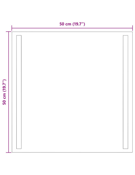 Specchio da bagno LED Trasparente 50 x 50 cm vetro temperato
