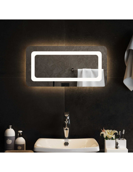Specchio da bagno LED Trasparente 60 x 30 cm vetro temperato