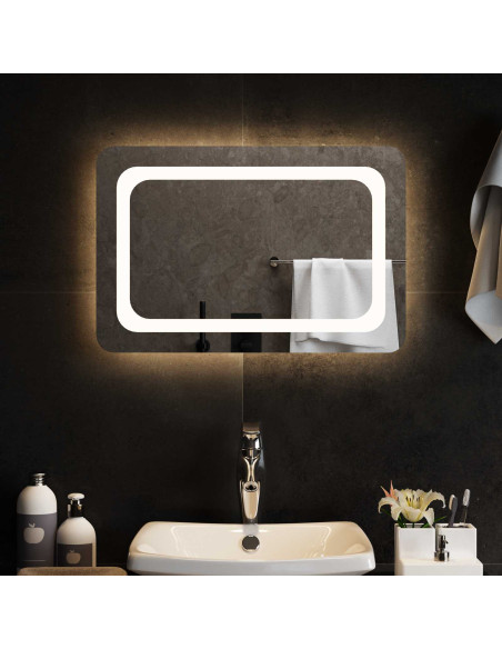 Specchio da bagno LED Trasparente 60 x 40 cm vetro temperato