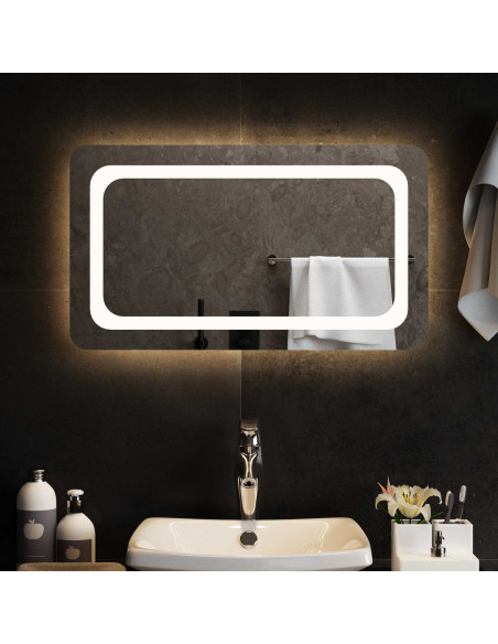 Specchio da bagno LED Trasparente 70 x 40 cm vetro temperato