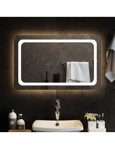 Specchio da bagno LED Trasparente 80 x 50 cm vetro temperato