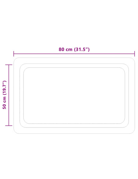 Specchio da bagno LED Trasparente 80 x 50 cm vetro temperato