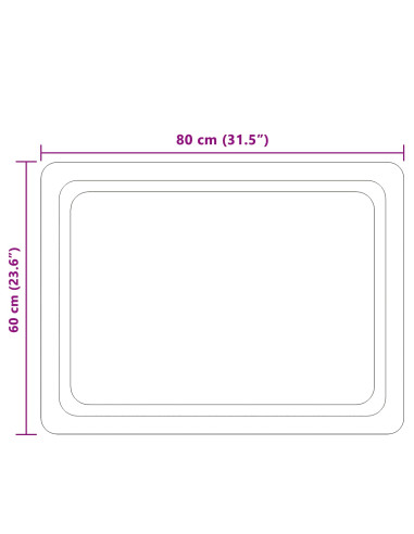 Specchio da bagno LED Trasparente 80 x 60 cm vetro temperato
