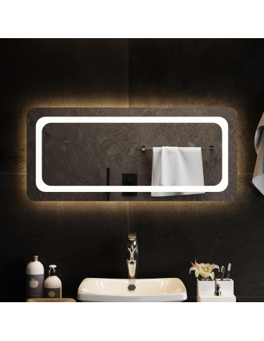 Specchio da bagno LED Trasparente 90 x 40 cm vetro temperato