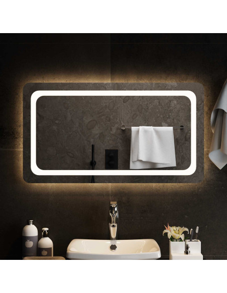 Specchio da bagno LED Trasparente 90 x 50 cm vetro temperato
