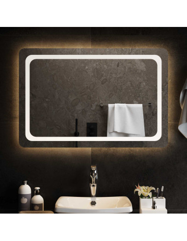 Specchio da bagno LED Trasparente 90 x 60 cm vetro temperato