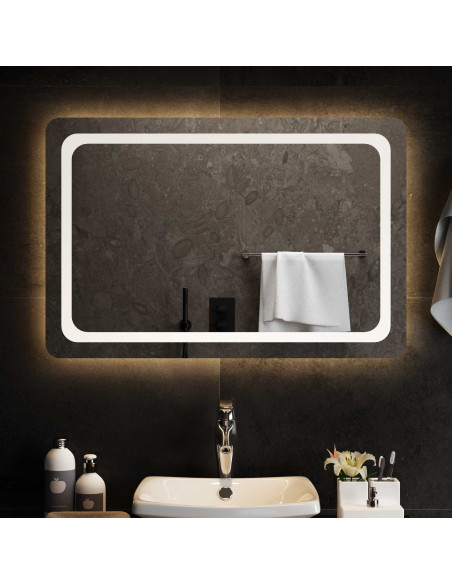 Specchio da bagno LED Trasparente 90 x 60 cm vetro temperato