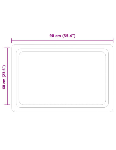 Specchio da bagno LED Trasparente 90 x 60 cm vetro temperato