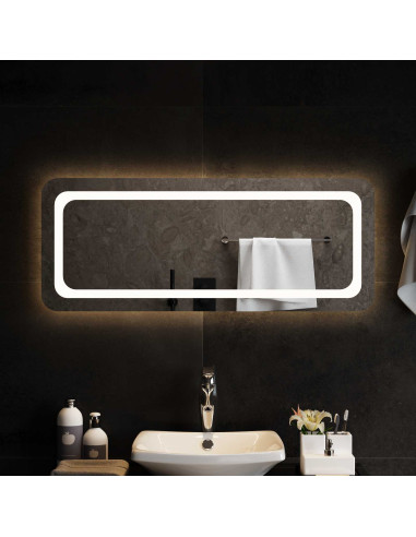 Specchio da bagno LED Trasparente 100 x 40 cm vetro temperato