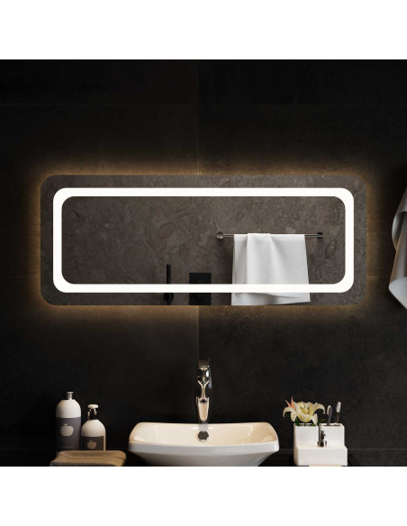 Specchio da bagno LED Trasparente 100 x 40 cm vetro temperato