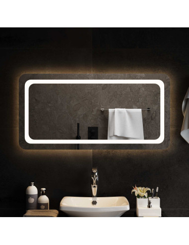Specchio da bagno LED Trasparente 100 x 50 cm vetro temperato