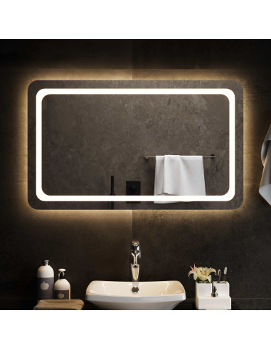 Specchio da bagno LED Trasparente 100 x 60 cm vetro temperato