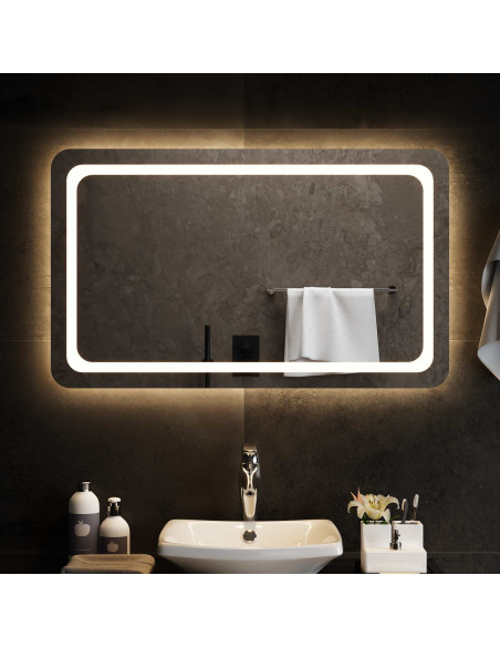 Specchio da bagno LED Trasparente 100 x 60 cm vetro temperato