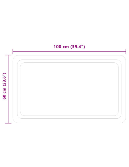 Specchio da bagno LED Trasparente 100 x 60 cm vetro temperato