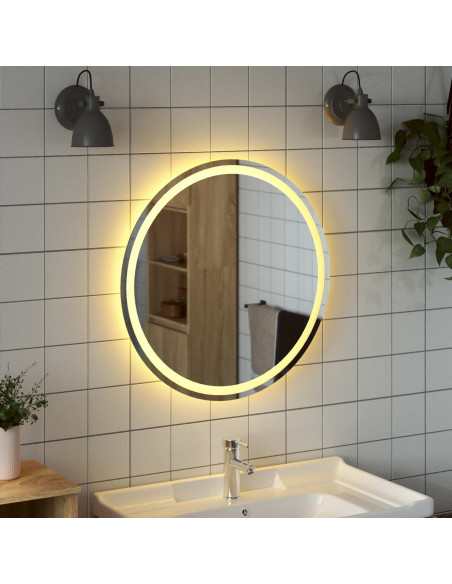 Specchio da bagno LED Trasparente Ø 70 cm vetro temperato
