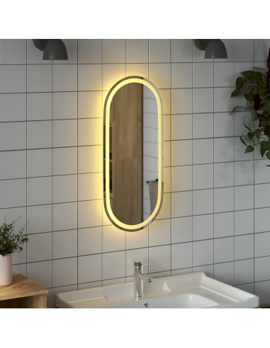 Specchio da bagno LED Trasparente 80 x 35 cm vetro temperato