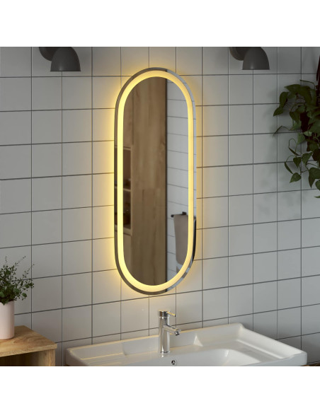 Specchio da bagno LED Trasparente 90 x 40 cm vetro temperato