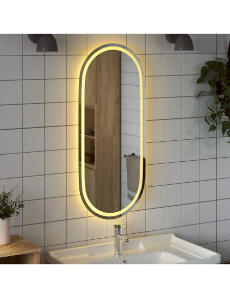 Specchio da bagno LED Trasparente 100 x 45 cm vetro temperato