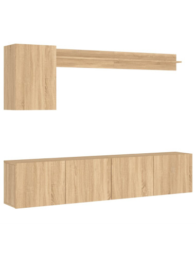 Mobili TV a Muro 5pz Rovere Sonoma in Legno Multistrato