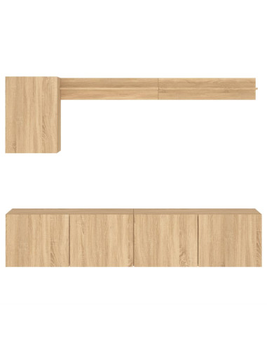 Mobili TV a Muro 5pz Rovere Sonoma in Legno Multistrato