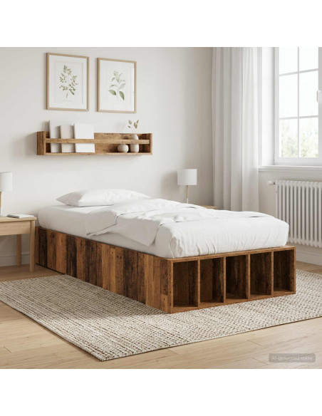 Telaio del letto con storage Legno antico 80 x 200 cm