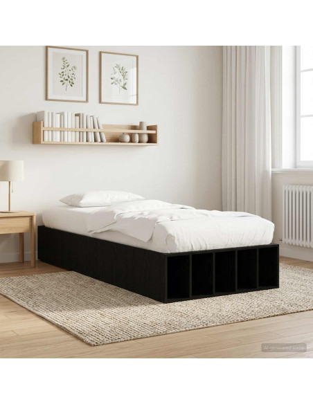 Telaio del letto con storage Rovere Nero 80 x 200 cm