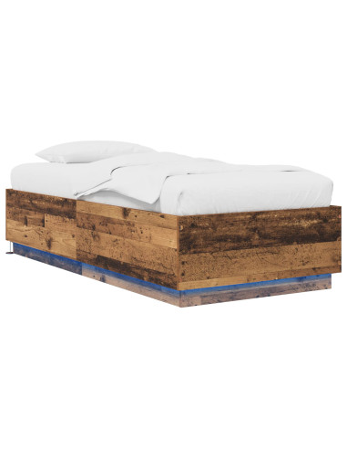 Letto con LED Legno antico 80 x 200 cm Legno ingegnerizzato