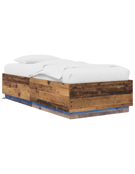Letto con LED Legno antico 80 x 200 cm Legno ingegnerizzato