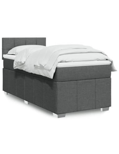 Giroletto a Molle con Materasso Grigio Scuro 80x200 cm Tessuto